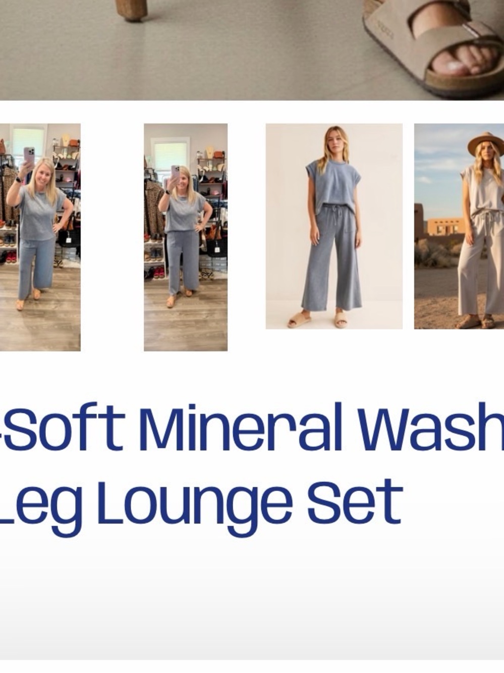 Relaxed Wide-Leg Scuba set - Denim Blue small NWT - Picture 3 of 3